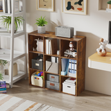 9-Cube Bookcase Storage Cabinet – Cube Shelving Unit for Living Room and Office, 91.5 x 91.5cm, Rustic Brown