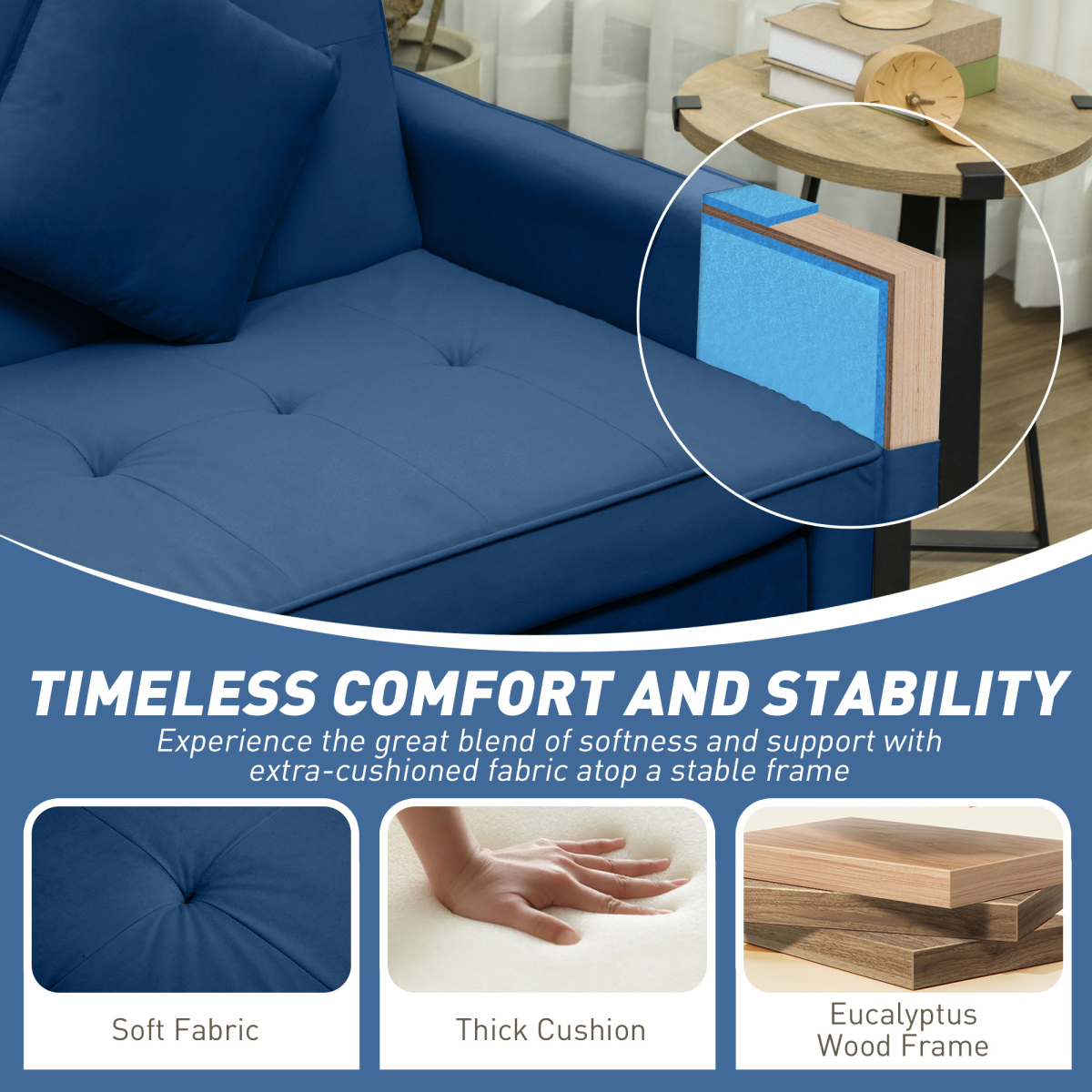 HOMCOM sofa bed with two pillows