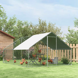 PawHut Walk-In Chicken Run with Galvanised Frame & Cover, 3 x 4 x 2m – Large Chicken Coop for 8–12 Chickens