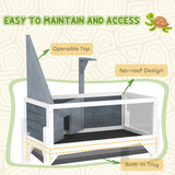PawHut Wooden Tortoise House with Storage Shelf, Lamp Stand & Clear Observation Windows – White and Grey