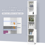 kleankin Tall Bathroom Tallboy Cabinet with Mirror & Shelves – Space-Saving Corner Storage