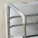 HOMCOM Adjustable Toilet Safety Frame with Padded Arms, Paper Holder and Side Pocket – Aluminium Bathroom Aid