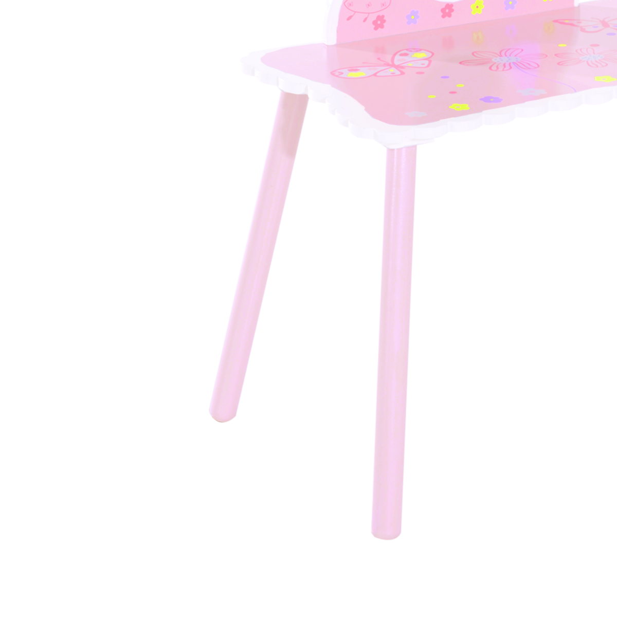 HOMCOM Kids Dressing Table and Chair Set with Mirror – Pink Make-Up Play Desk with Butterfly Patterns