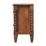 Artisan Furniture Solid Mango Wood Barley Twist Bedside Table, 2 Drawers – Classic Bedroom Storage, Amber Oak