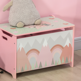 ZONEKIZ Toy Box, Kids Toy Chest with Lid and Safety Hinge – Rounded Corners Storage for Bedrooms & Playrooms, Pink