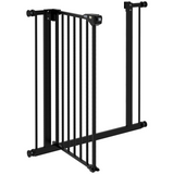 PawHut Adjustable Metal Pet Safety Gate with Extension and Auto-Close Door – Dog Barrier for Doorways, Black
