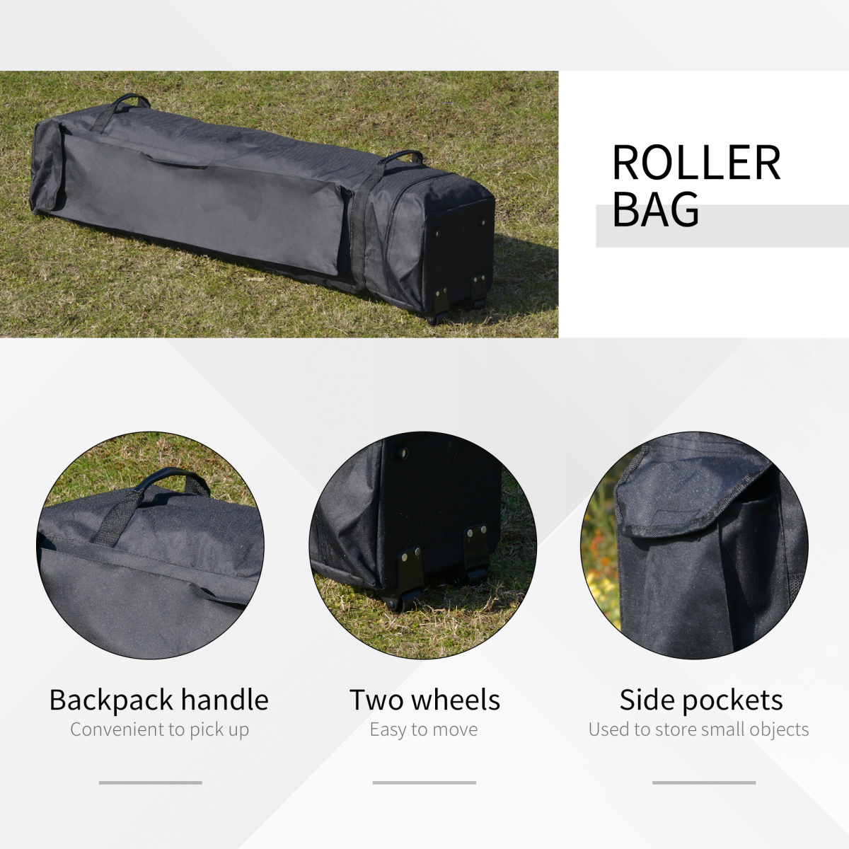 Outsunny 3.6x3m Foldable Pop-Up Party Canopy with Steel Frame, Mesh Sidewalls & Roller Bag