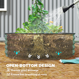 Outsunny Set of 2 Galvanised Steel Raised Garden Planters with Rubber Seal Tops & Open Bottom, Green