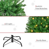 HOMCOM 5ft Pre-Lit Christmas Tree with Warm White LEDs, 8 Light Modes & Foldable Base – Green