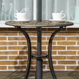 Outsunny 3-Piece Cast Aluminium Bistro Set with Parasol Hole – Two Armless Chairs & Round Table for Patio, Bronze