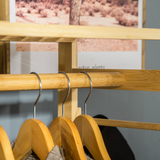 HOMCOM Bamboo Coat Rack with Hooks, Hanging Rail & Storage Shelf – Freestanding Entryway Organiser