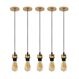Industrial French Gold Pendant Light 5 Pack with E27 Holder & 95cm PVC Cable – Retro Lampshade-Ready Kit