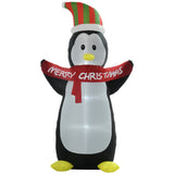 HOMCOM 8ft Inflatable Penguin with Christmas Banner