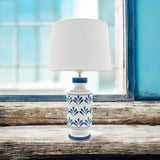 Oriental Floral Ceramic Table Lamp with Drum Shade – 37/50cm Bedside & Accent Lighting