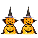 Pop-Up Lighted Halloween Pumpkins 3ft – 2 Pack Collapsible Jack-o-Lanterns, 176 Warm LEDs