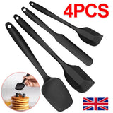 Silicone Spatula Set of 4 with Heat Resistance up to 315℃ – Non-Stick Kitchen Scrapers, Black