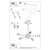 Sollux Lighting Lango Steel Chandelier with 5 E27 Lights – Modern Design Ceiling Light, Black