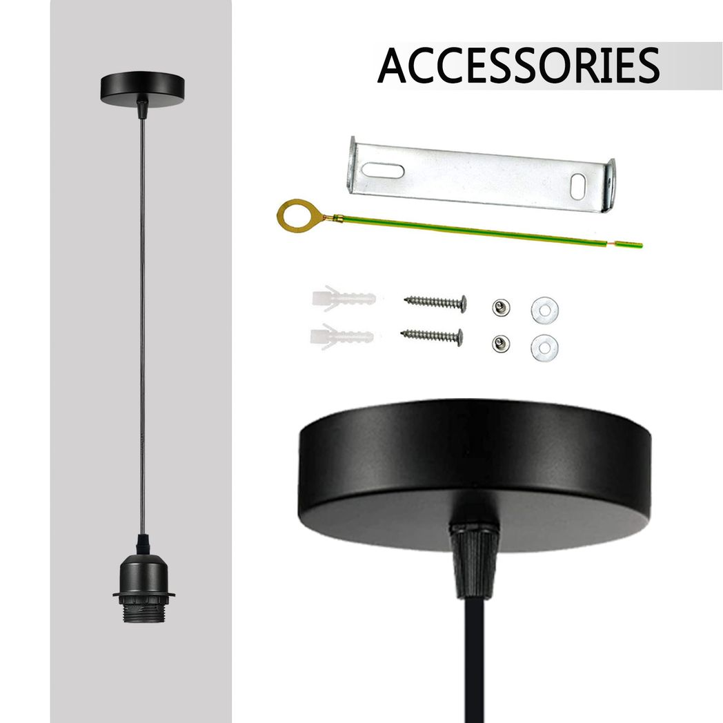 10 Pack Industrial Grey Pendant Light Holders with 95cm Cable – E27 Vintage Ceiling Fittings
