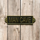 Man Cave Metal Door Sign – Small, Slim Hand Finished Wall Sign with Man Cave Message
