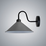 Vintage Swan Neck Wall Light with Cone Shade and E27 Socket – Dimmable Indoor Wall Sconce, Grey
