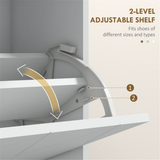 Narrow Shoe Storage Cabinet with 2 Flip Drawers & Top Drawer – Slim Shoe Cupboard for 12 Pairs, White