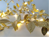 Avilo 4m Battery Operated String LED Lights with 40 Warm White LEDs – Gold Leaf Garland Decor