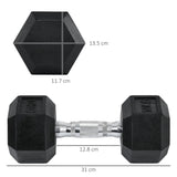 HOMCOM Hexagonal Dumbbell Set, 2 x 10kg with Knurled Handles – Anti-Roll Hand Weights for Home Gym