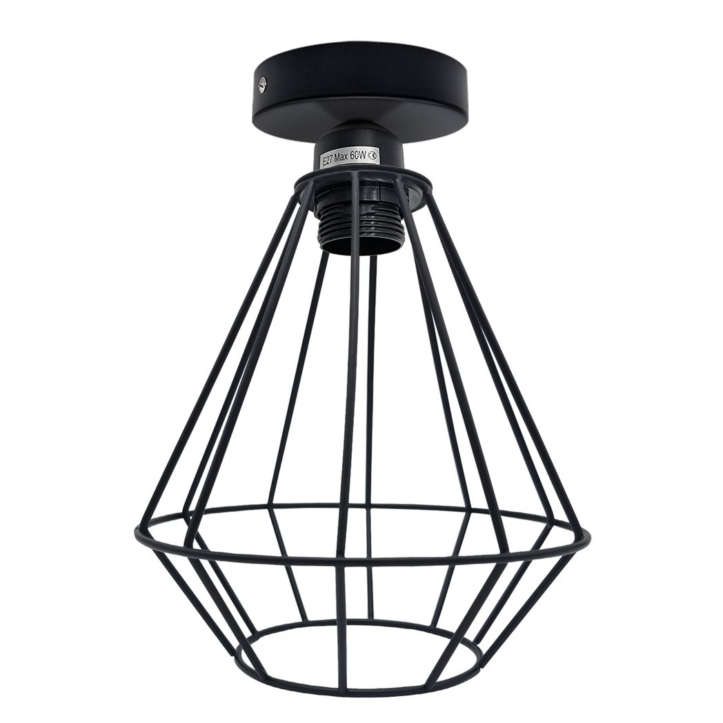 Vintage Industrial Round Wire Cage Ceiling Light with Metal Ceiling Rose & E27 Holder – Max 60W