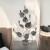 Silver Flower-Shaped Metal Candelabra, 77cm Tall – Art Deco Floral Table Centrepiece