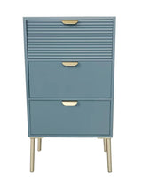 AcaciaHome Wooden 3 Drawer Chest with Solid Pine Top & Metal Handles – Compact Bedroom Storage, Blue