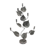 Silver Flower-Shaped Metal Candelabra, 77cm Tall – Art Deco Floral Table Centrepiece