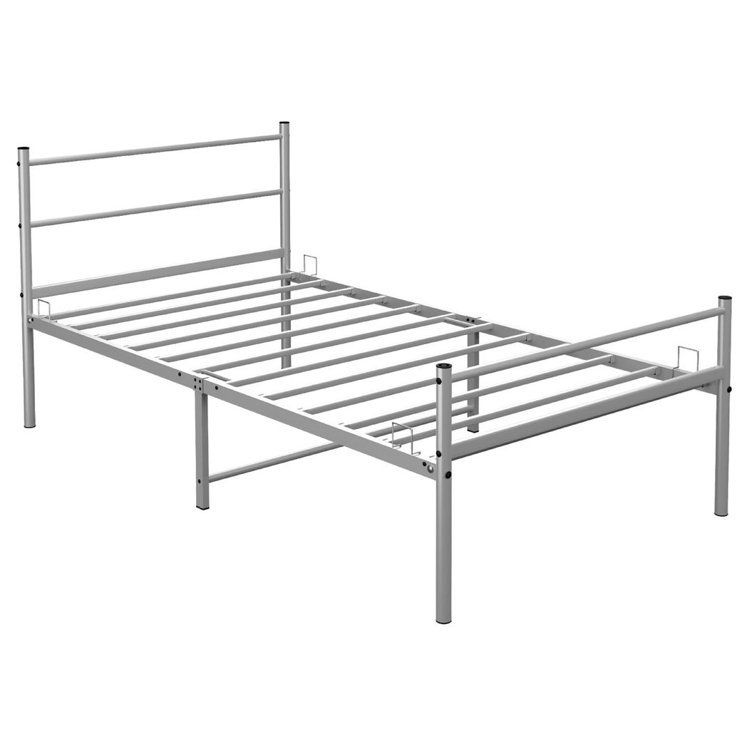 House of Home Extra Strong Silver Metal Single Bed Frame with Centre Support Legs