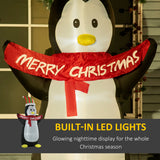 HOMCOM 8ft Inflatable Penguin with Christmas Banner