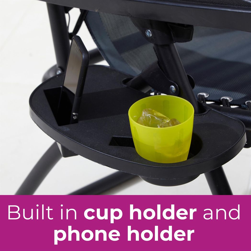 Neo 3-Piece Zero Gravity Chair Set with Side Table & Cup Holder – Folding Garden Loungers, Black