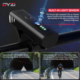 Dyzi USB Rechargeable Bike Light Set – Ultra Bright Front & Rear LED Lights, 4 Light Modes, Daylight Sensor