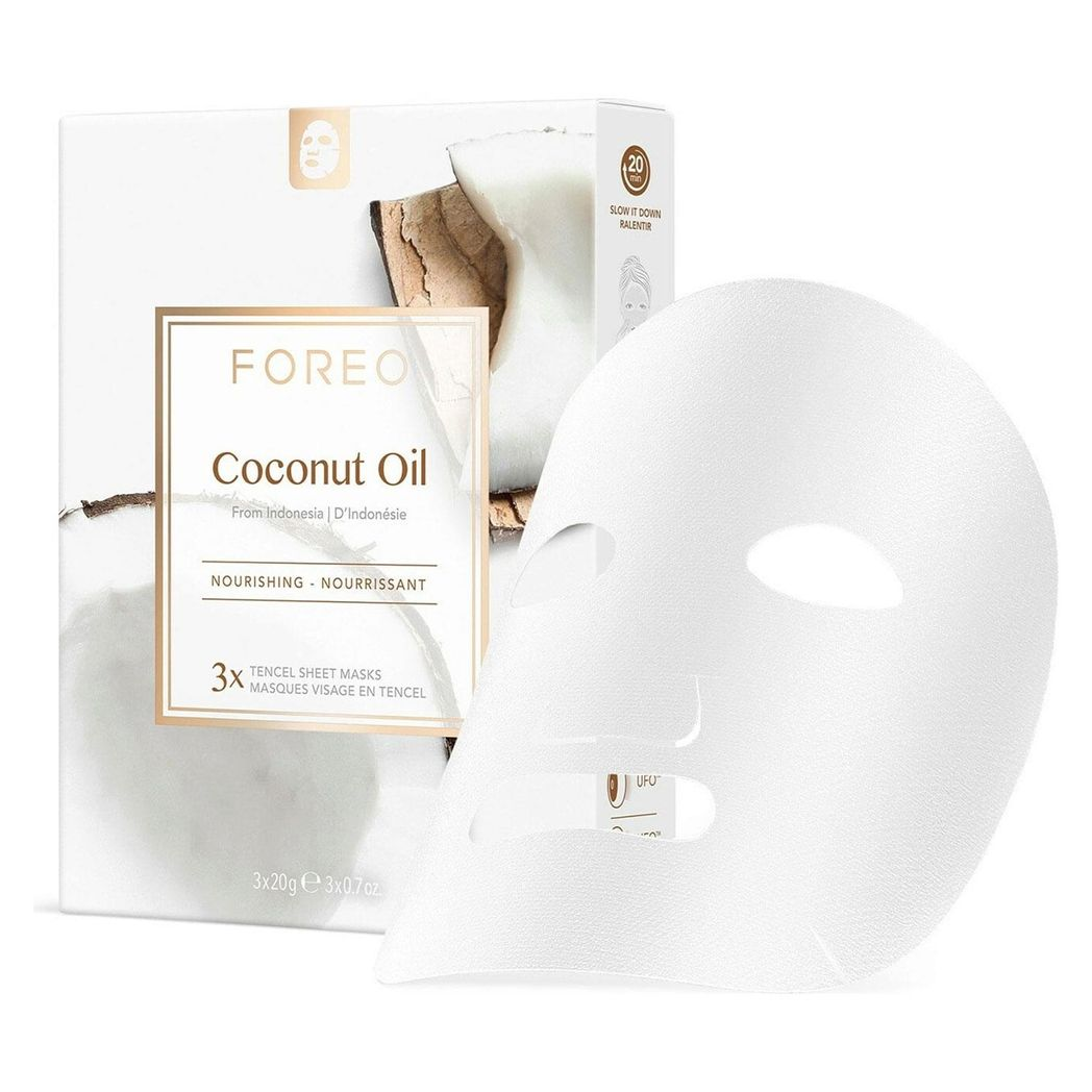 FOREO Farm To Face Coconut Oil Sheet Masks – Moisture-Boosting Hydrating Face Mask for Dry Skin, 3 Pack