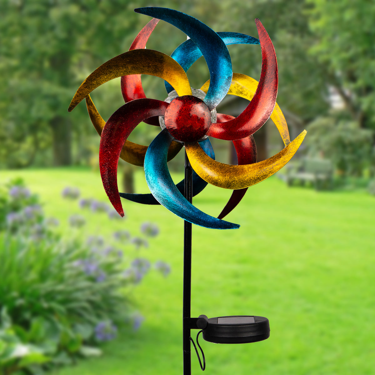 Avilo Solar Powered Colourful Windmill – Garden Ornament