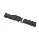 DK Black Silicone Watch Strap with Red Stitch, 8202/20 – Replacement Watch Band