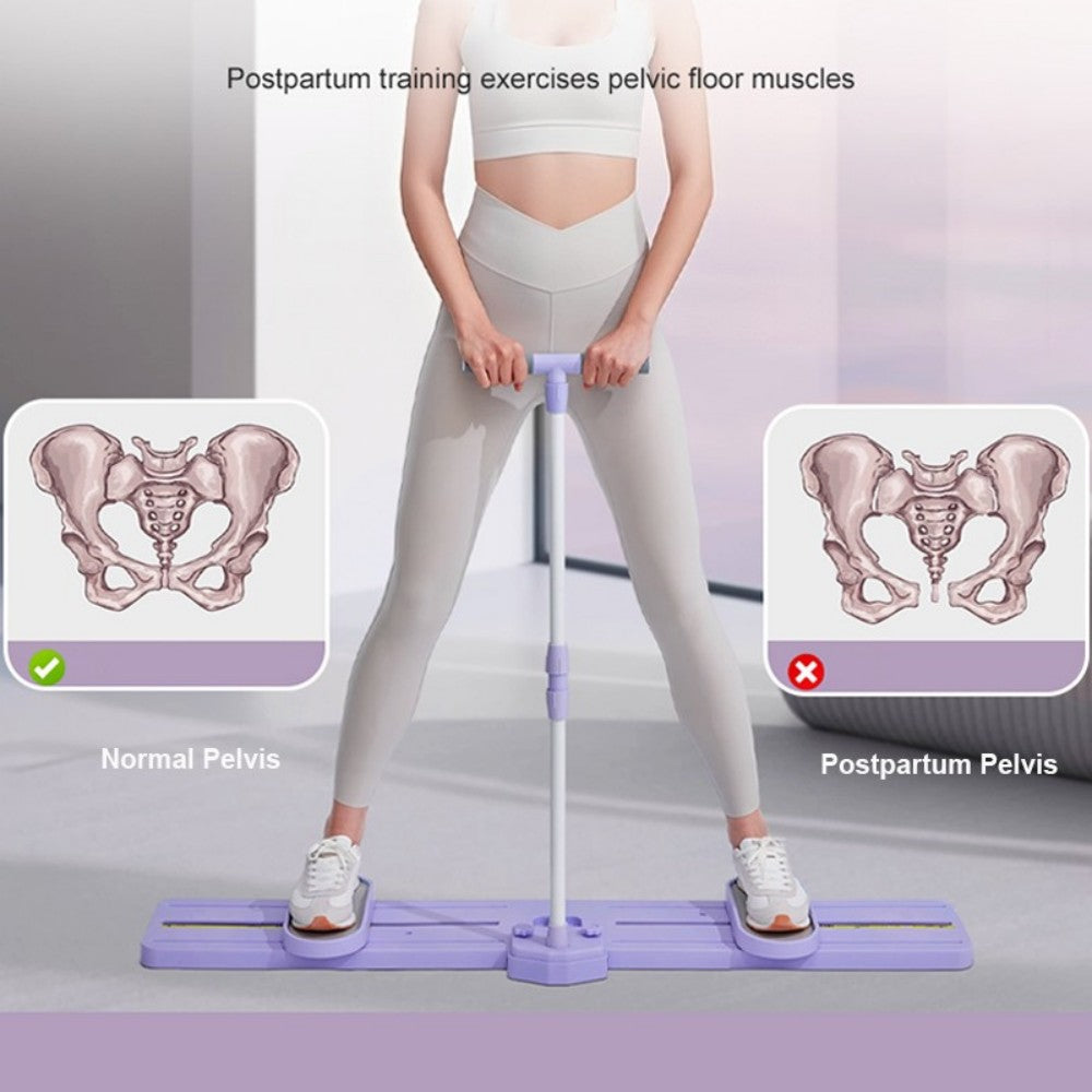5-in-1 Folding Ski Machine & Hip Leg Exerciser with Counter & Tension Ropes – Home Core Trainer, Purple