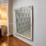 Handcrafted White Mirror, 36 x 48 Inch – Modern Hand-Finished Wall Mirror with Hanging Hook