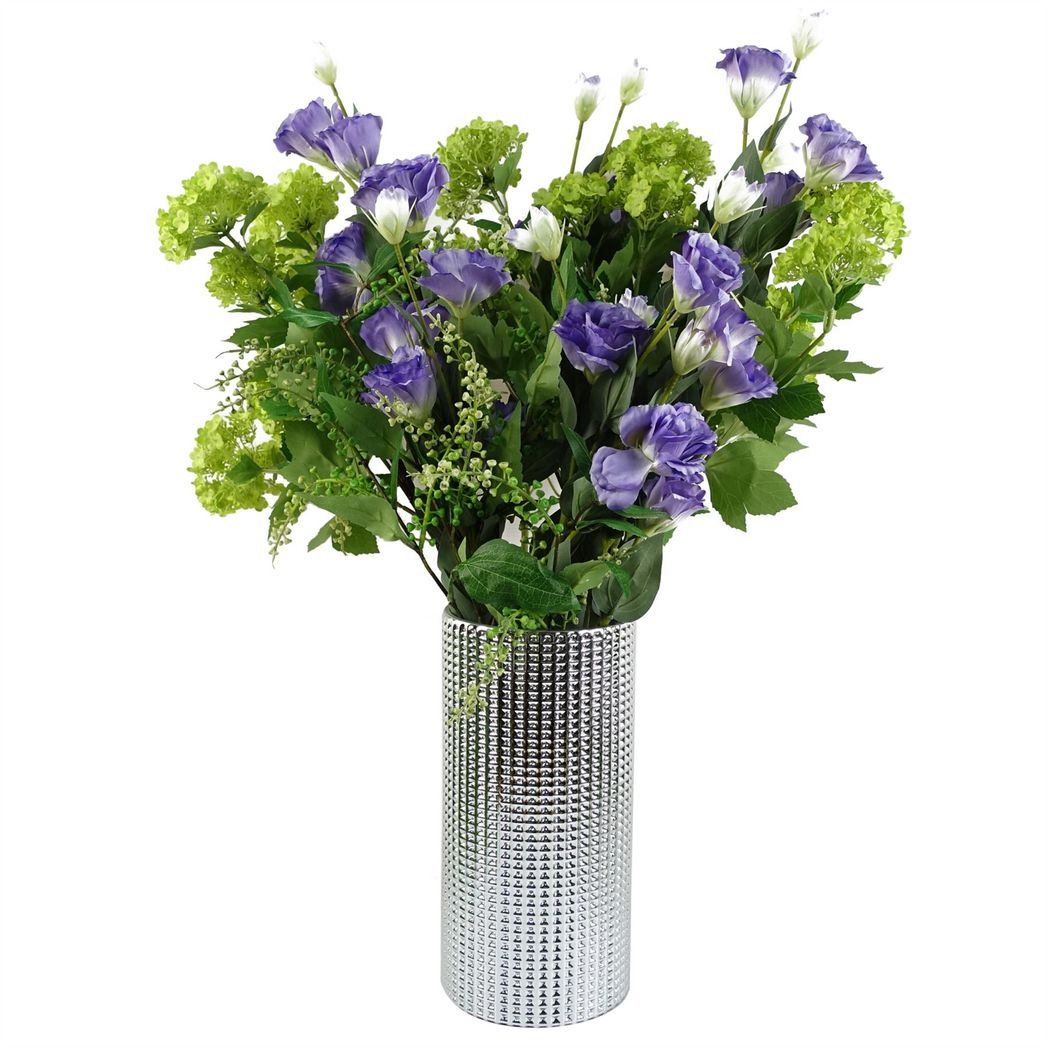 30cm Silver Dot Glass Vase – Decorative Home Accent, Silver