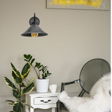 Vintage Swan Neck Wall Light with Cone Shade and E27 Socket – Dimmable Indoor Wall Sconce, Brushed Silver