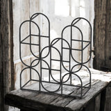 Cast Iron Freestanding Wine Rack, 14 Inch – Compact Decorative Wine Storage for Worktops and Bars, Black