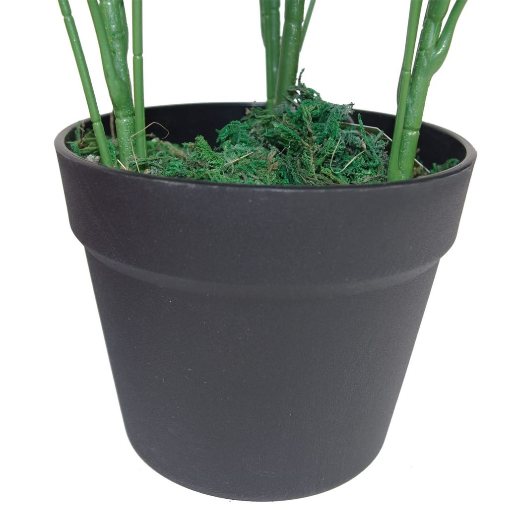 Leaf 55cm Variegated Artificial Umbrella Plant with 450 Wired Leaves in Black Pot – Realistic Faux Foliage