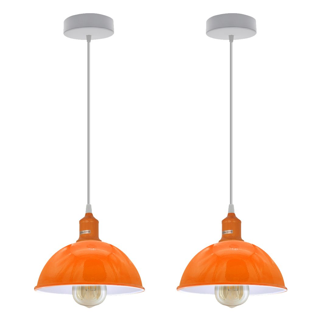 Orange Dome Metal Pendant Shades, 21cm – 2 Pack