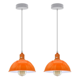 Orange Dome Metal Pendant Shades, 21cm – 2 Pack