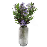 Leaf Artificial Dark Berry Stems, Pack of 6 x 85cm with Silk Leaves – Purple Faux Berries