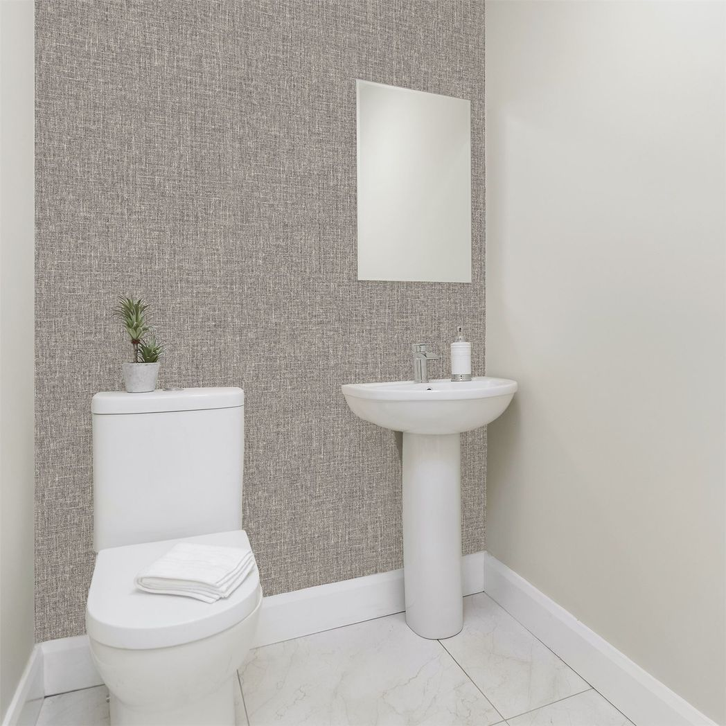 Arthouse Luxe Hessian Heavyweight Vinyl Wallpaper – Fabric Texture Paste the Wall, Mink