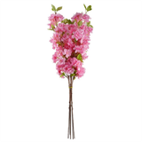 Pack of 6 Artificial Pink Blossom Stems, 100cm with Silk Flowers and Leaves – Home Floral Decor