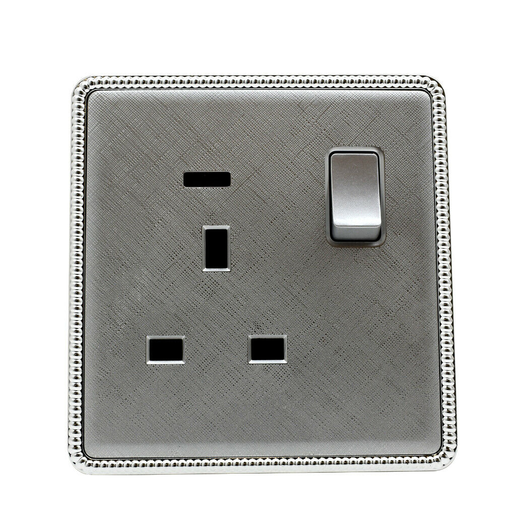 LEDSONE Screwless Flat Plate Light Switches and Sockets – 13A Double Wall Socket, 2 Way Switch, Brushed Chrome